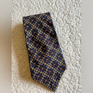 Tommy Hilfiger tie, traditional print. Paisley, classic. Blue, gold